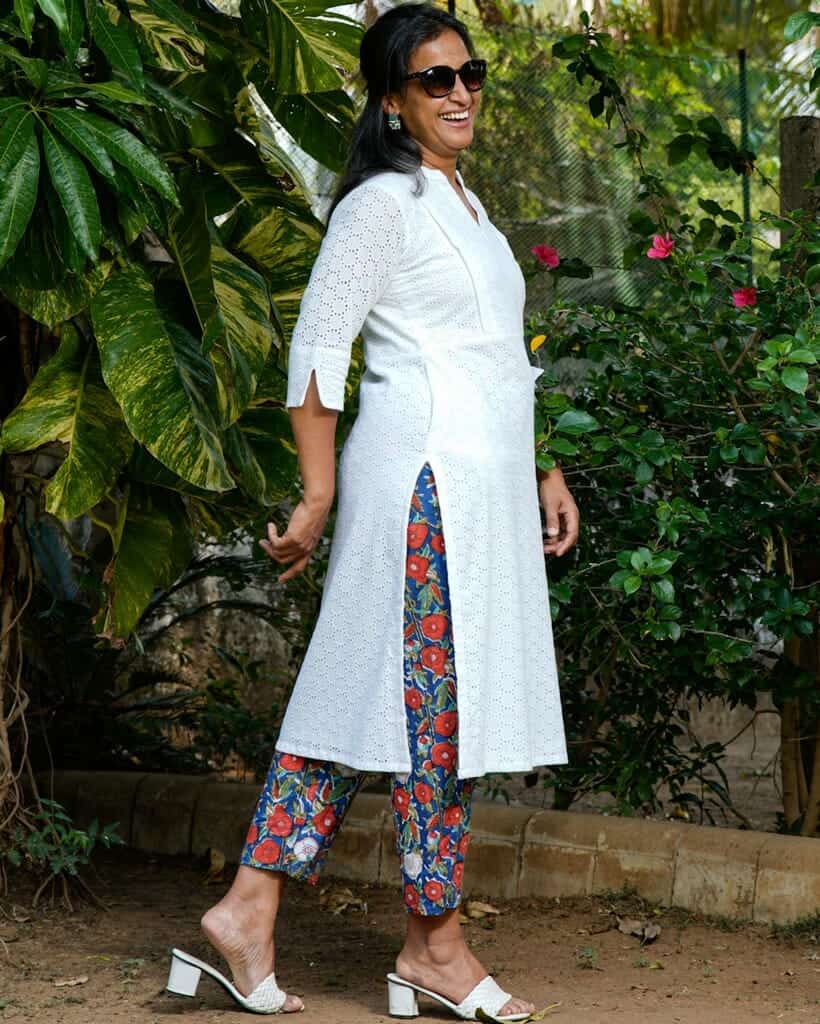 White Cutwork Straight Maternity Kurta