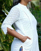 White Cutwork Straight Maternity Kurta