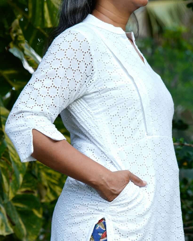 White Cutwork Straight Maternity Kurta