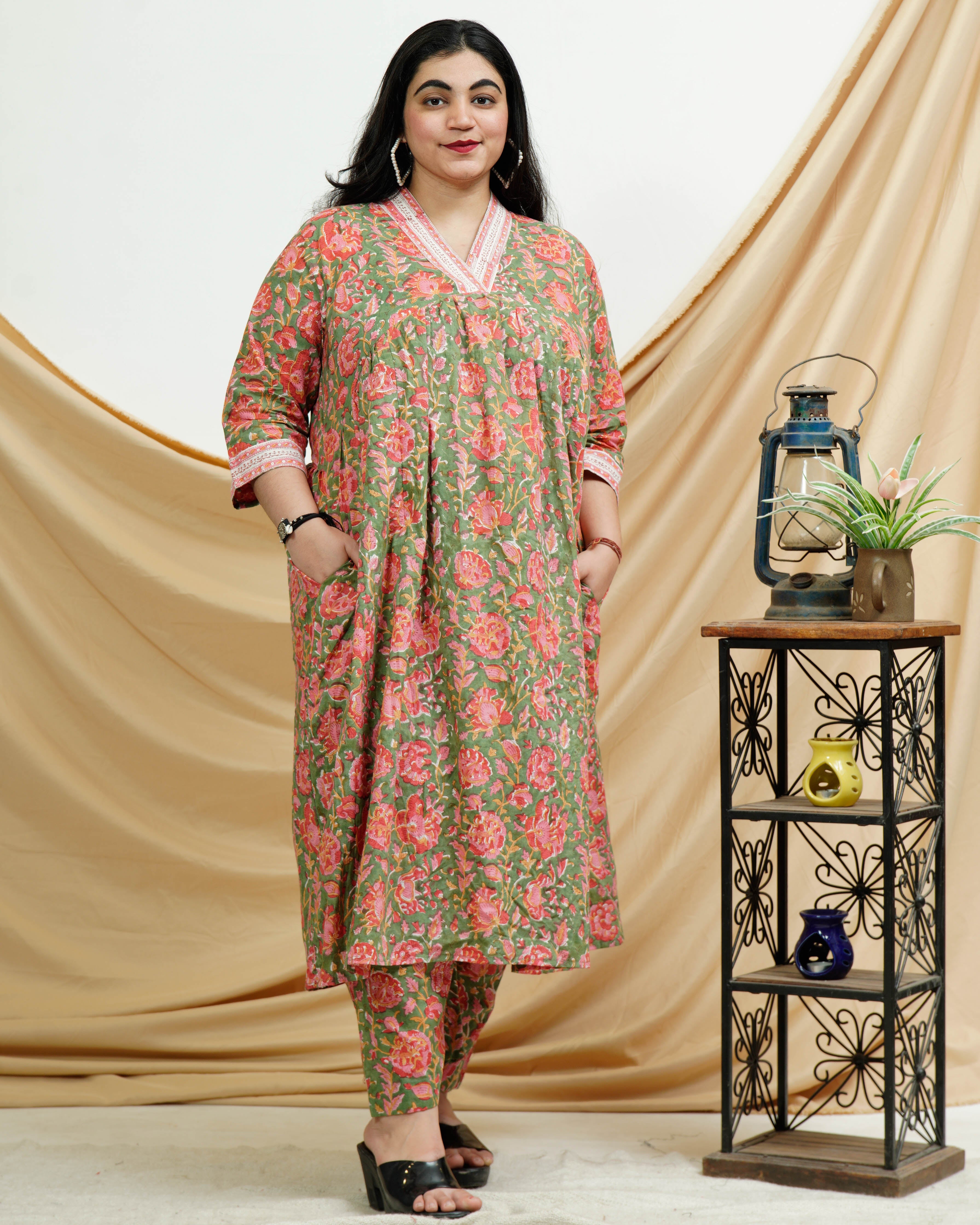 Basil Floral Plus Size Kurta Set