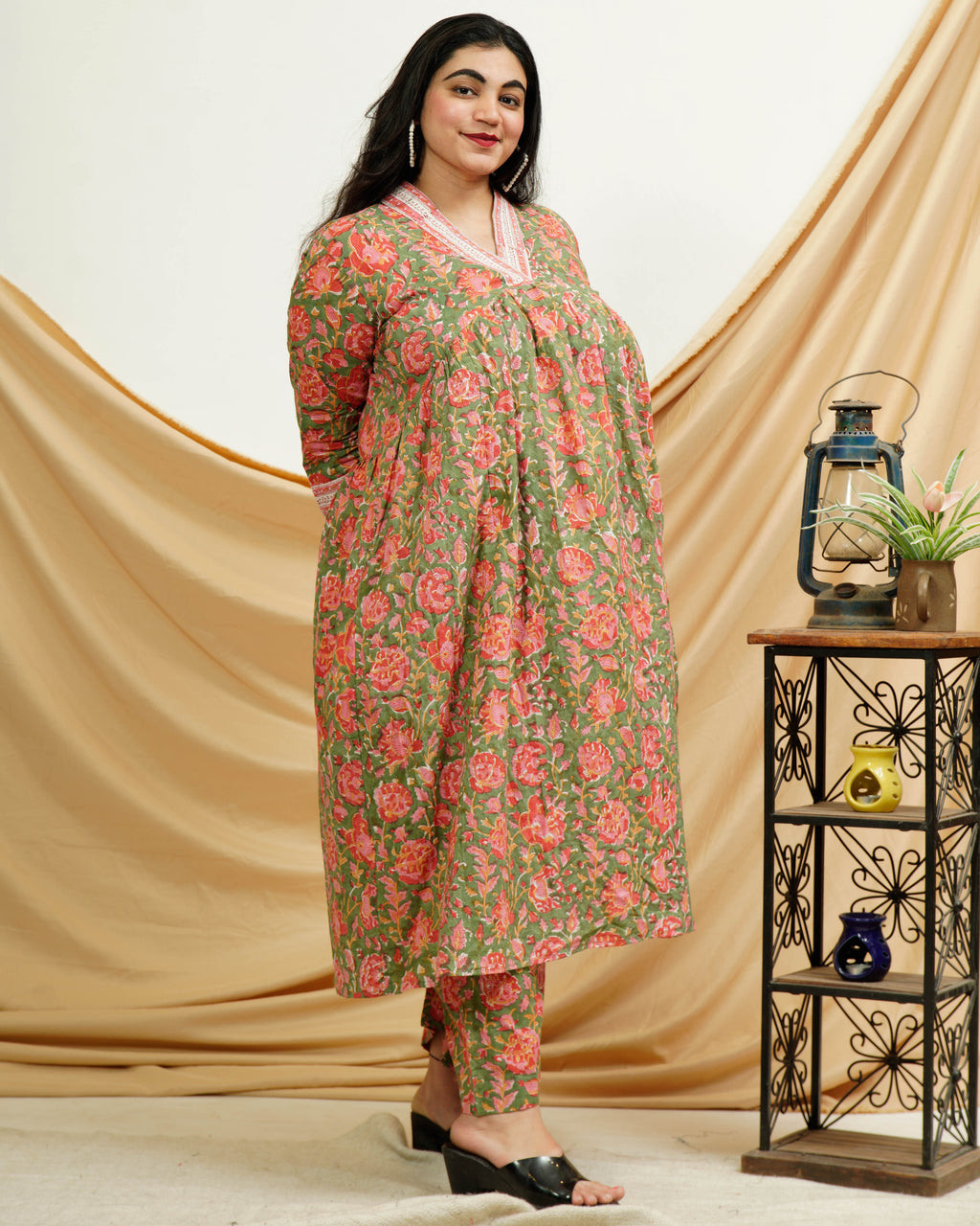 Basil Floral Plus Size Kurta Set