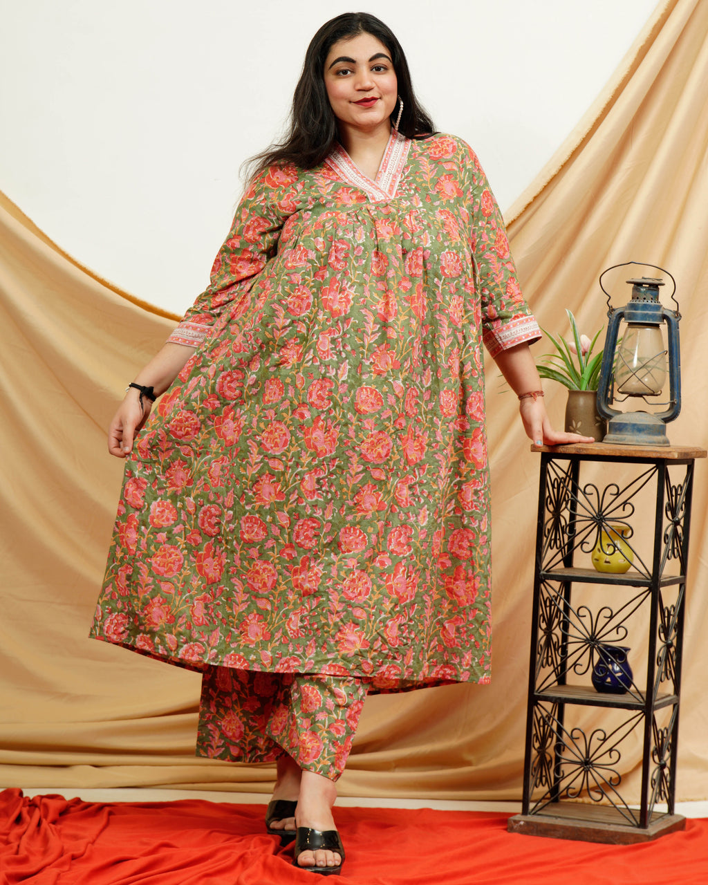 Basil Floral Plus Size Kurta Set