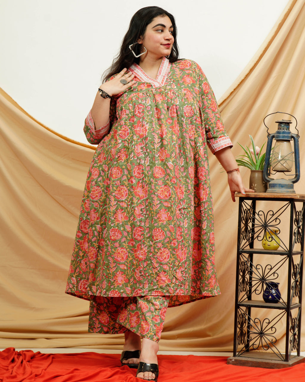 Basil Floral Plus Size Kurta Set