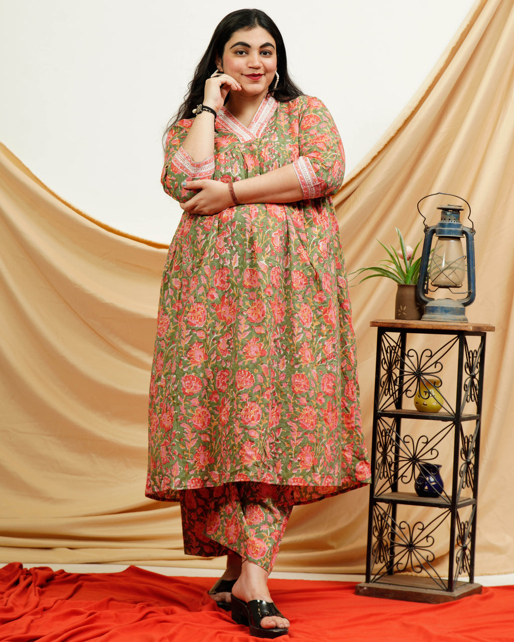 Basil Floral Plus Size Kurta Set