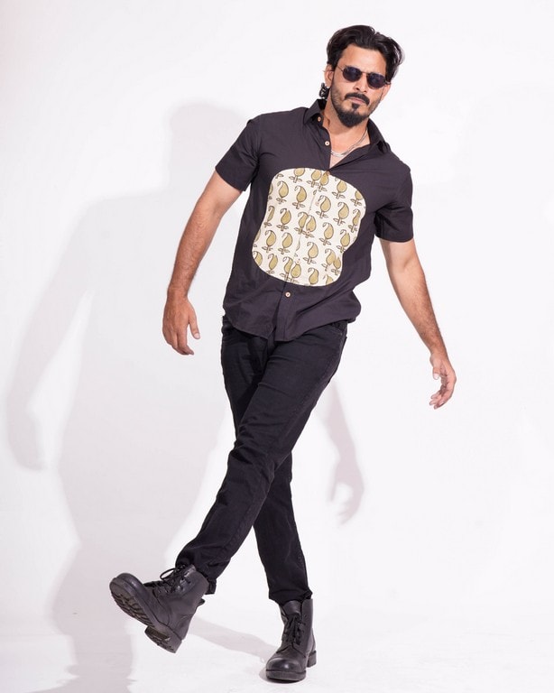 Black Shirt Mustard Fusion Shirt