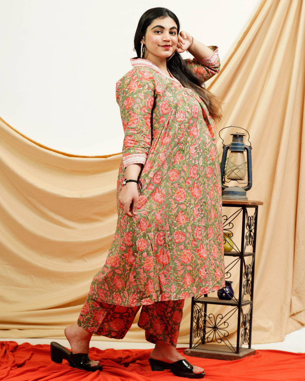 Basil Floral Plus Size Kurta Set