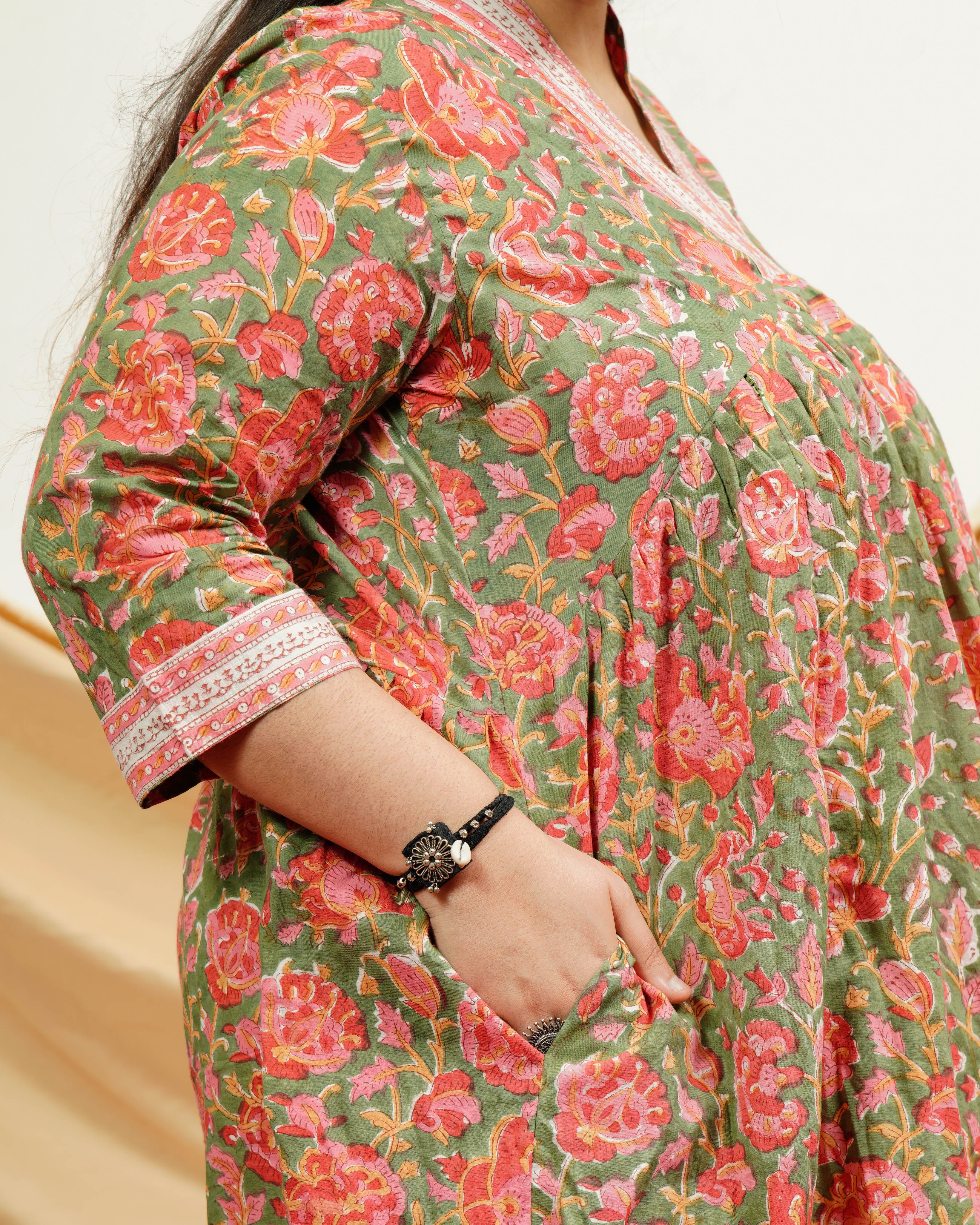 Basil Floral Plus Size Kurta Set