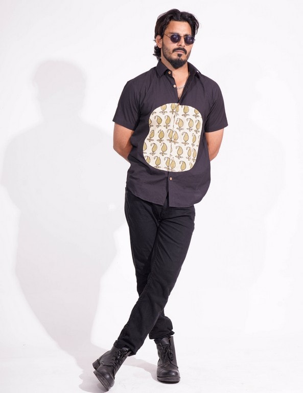 Black Shirt Mustard Fusion Shirt