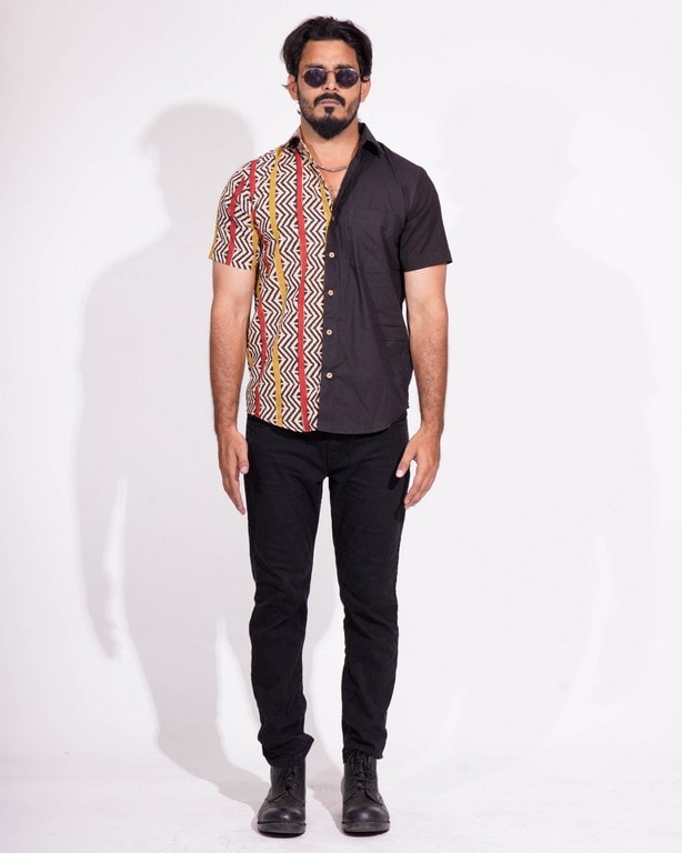 EVEN-STEAVEN Red Yellow Block Print Shirt Main image
