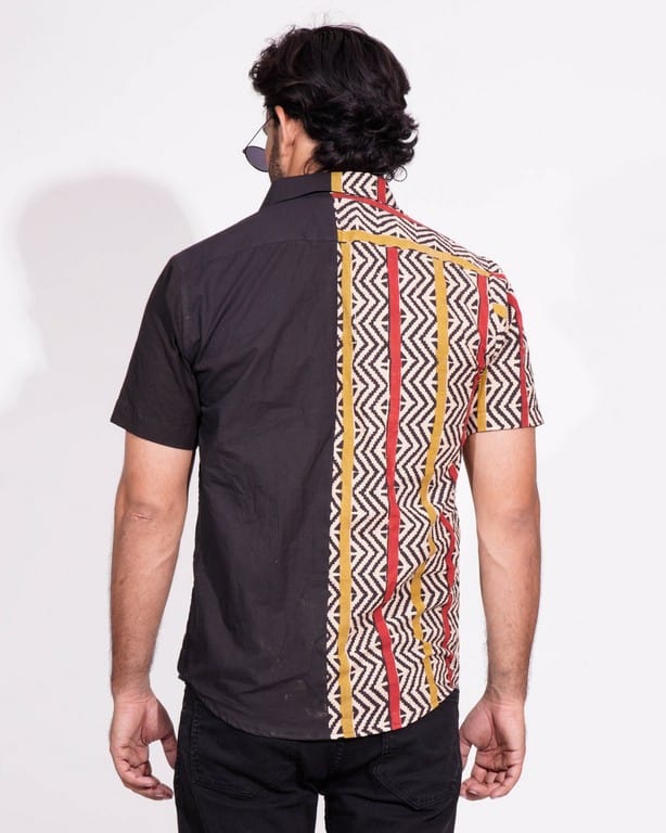 EVEN-STEAVEN Red Yellow Block Print Shirt