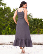 Grey Checkered Strappy Maternity Dress