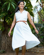 White Cutwork Collared Maternity Dress