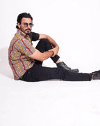 EVEN-STEAVEN Red Yellow Block Print Shirt