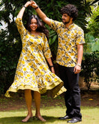 Yellow Cannas Frill Couple Set