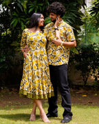 Yellow Cannas Frill Couple Set