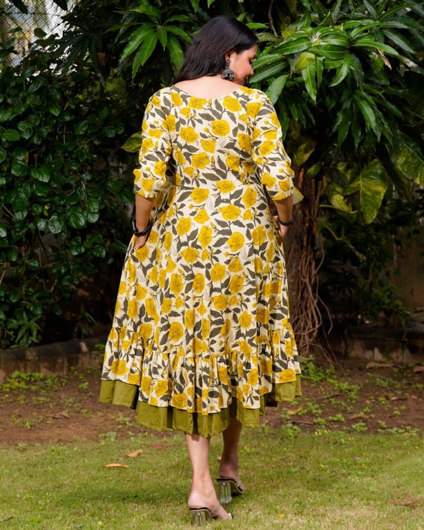 Yellow Cannas Frill Dress