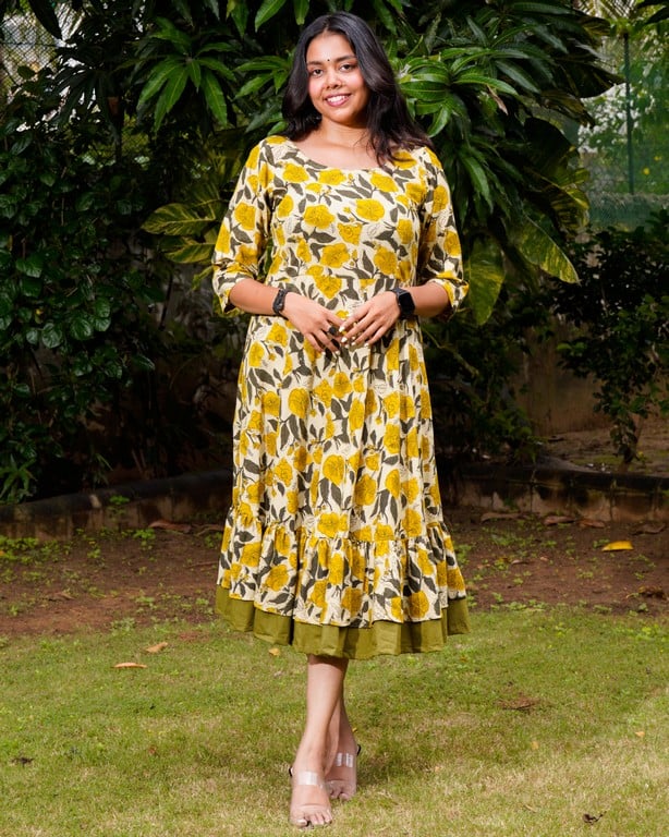 Yellow Cannas Frill Dress