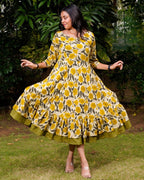 Yellow Cannas Frill Dress