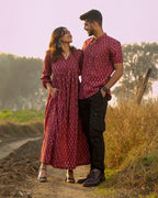 Crimson Maroon Couple Set