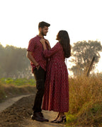 Crimson Maroon Couple Set