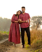 Crimson Maroon Couple Set