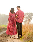 Crimson Maroon Couple Set