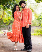 Tangy Orange Frill Ikat Family Set