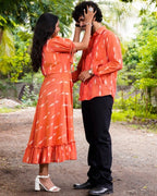 Tangy Orange Frill Ikat Family Set