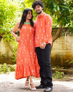 Tangy Orange Ikat Strappy Couple