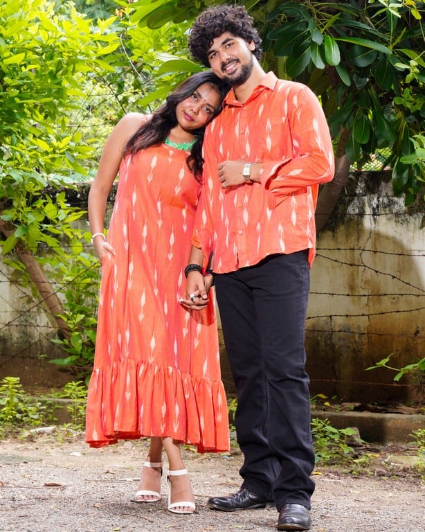 Tangy Orange Ikat Strappy Family