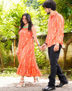 Tangy Orange Ikat Strappy Couple