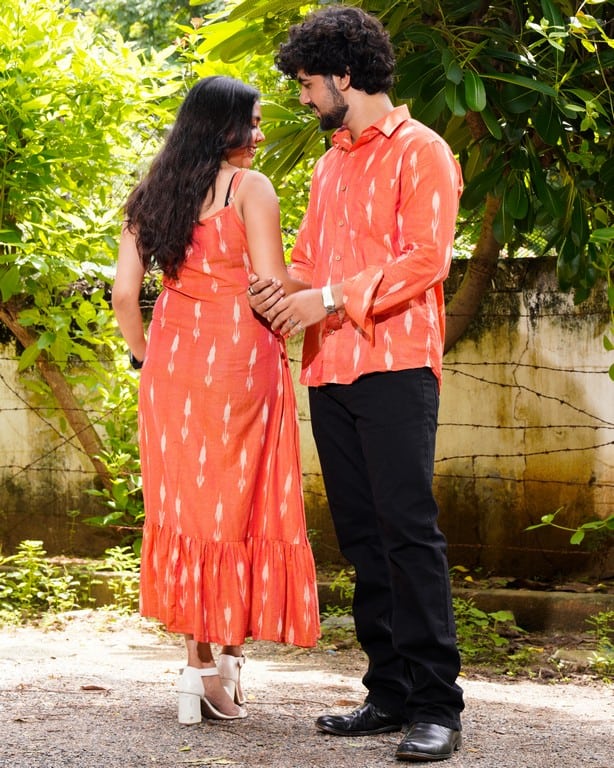 Tangy Orange Ikat Strappy Family