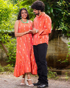 Tangy Orange Ikat Strappy Couple
