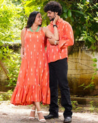 Tangy Orange Ikat Strappy Family