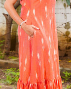 Tangy Orange Ikat Strappy Dress