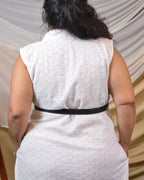 White Cutwork Collared Plus Size Dress