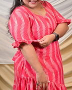 Flamingo Pink Senorita Ikat Plus Size Dress