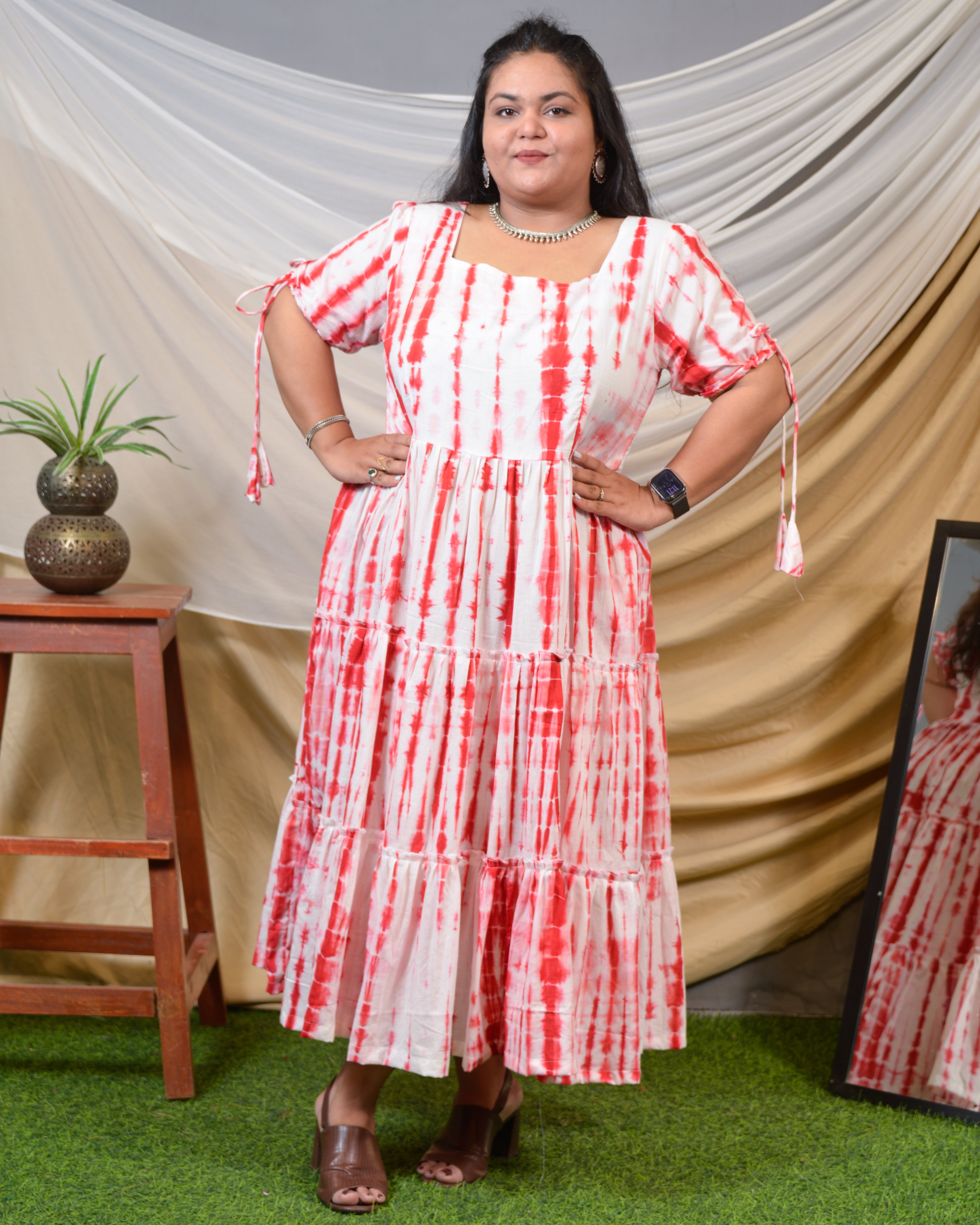 Red Shibori Plus Size Dress Main image