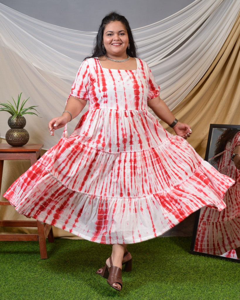 Red Shibori Plus Size Dress Main image