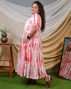 Red Shibori Plus Size Dress