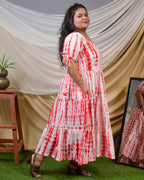 Red Shibori Plus Size Dress