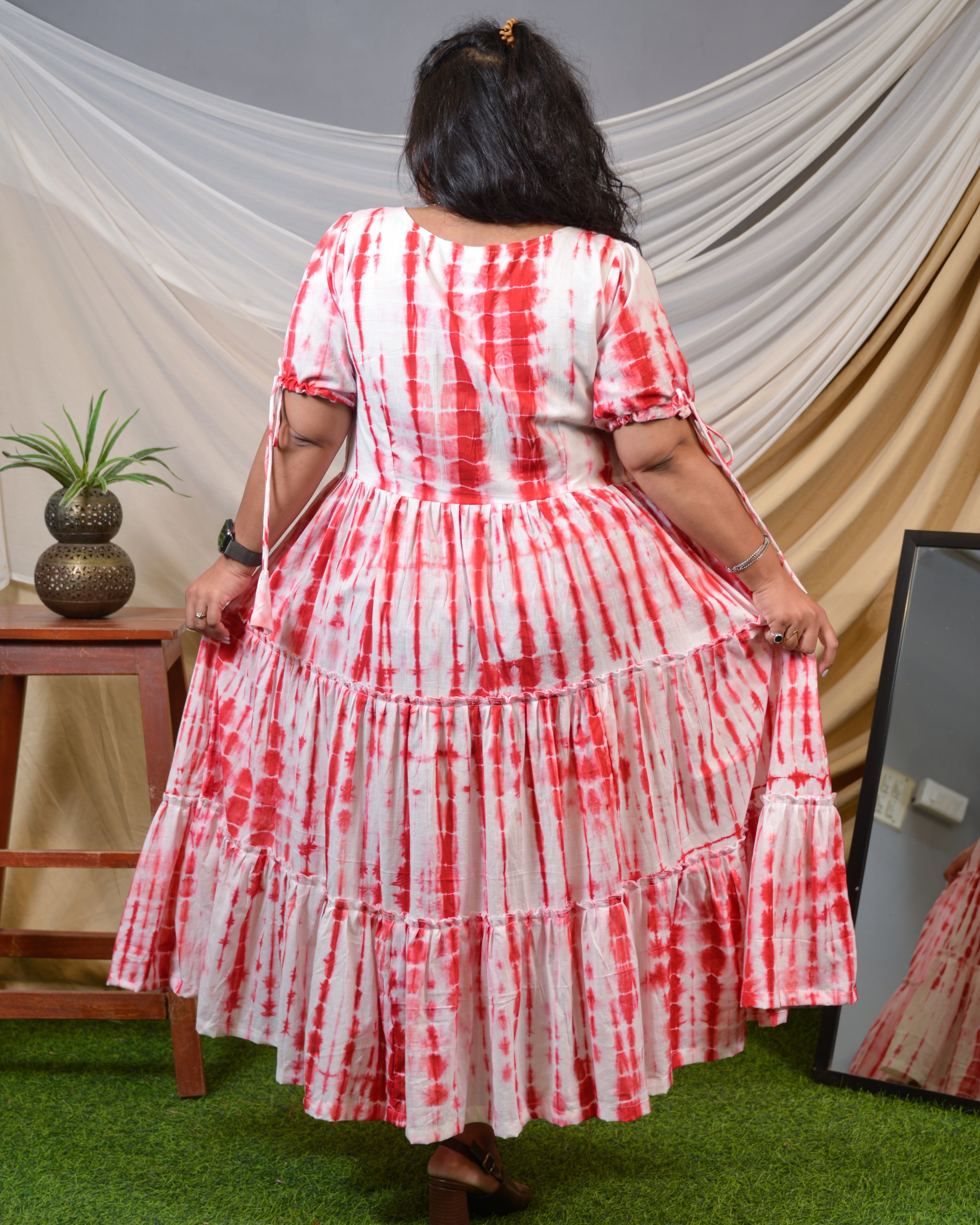 Red Shibori Plus Size Dress