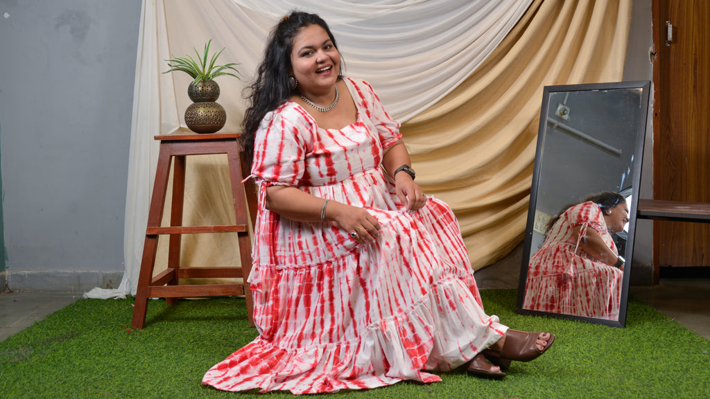 Red Shibori Plus Size Dress