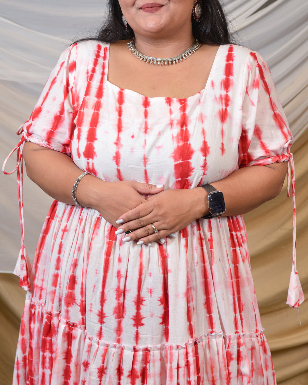 Red Shibori Plus Size Dress