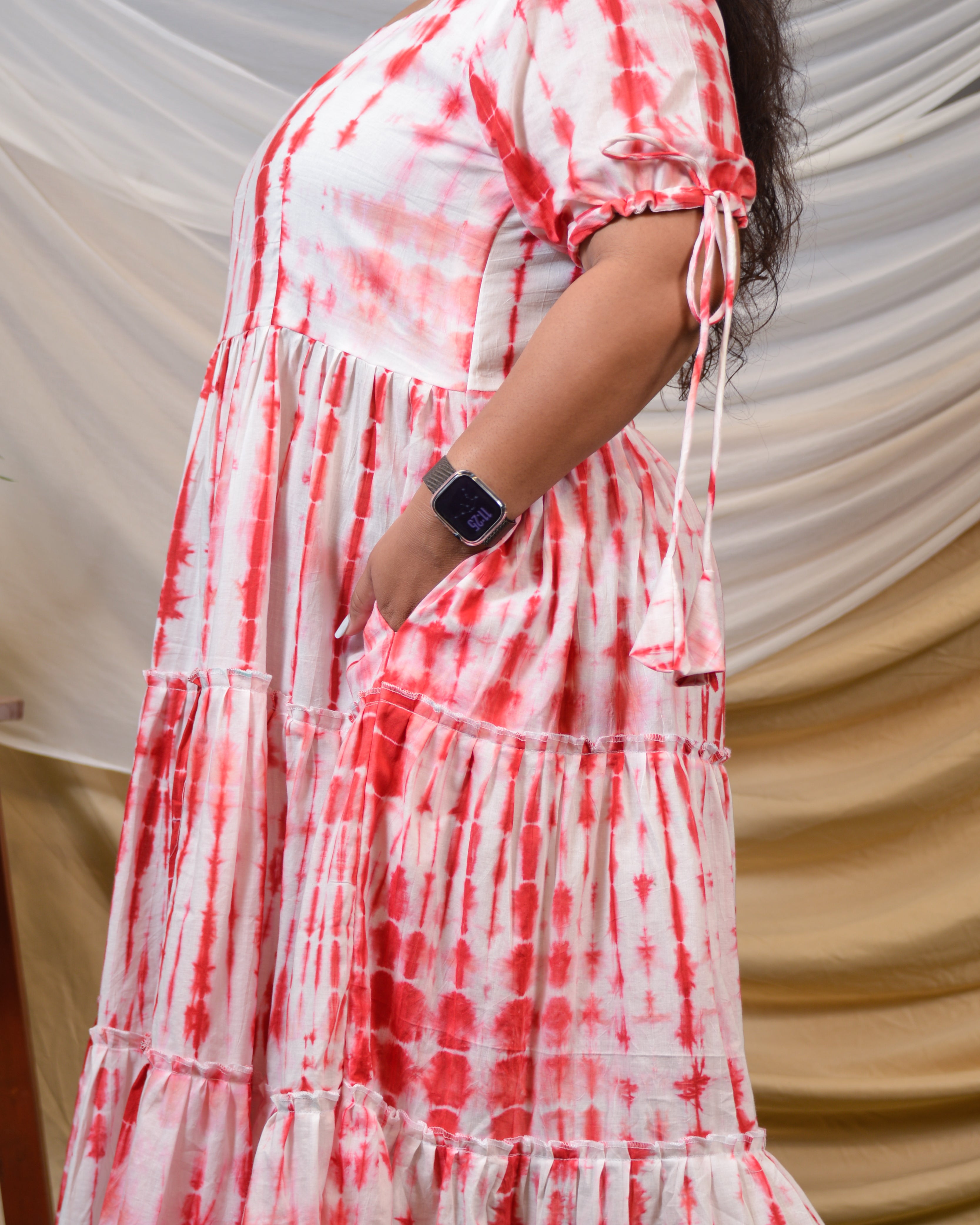 Red Shibori Plus Size Dress