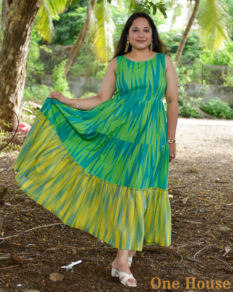 Green Layered Frill Dress