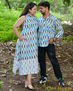 Milky White Halter Ikat Midi Family Set