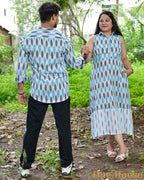 Milky White Halter Ikat Midi Family Set