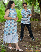 Milky White Halter Ikat Midi Family Set