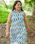 Milky White Halter Ikat Midi Maternity Dress